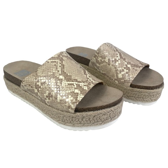 DOLCE VITA ISMERELDA SNAKE PRINT TAN AND WHITE ESPADRILLE SANDAL WOMEN’S SIZE 8M - Picture 1 of 12